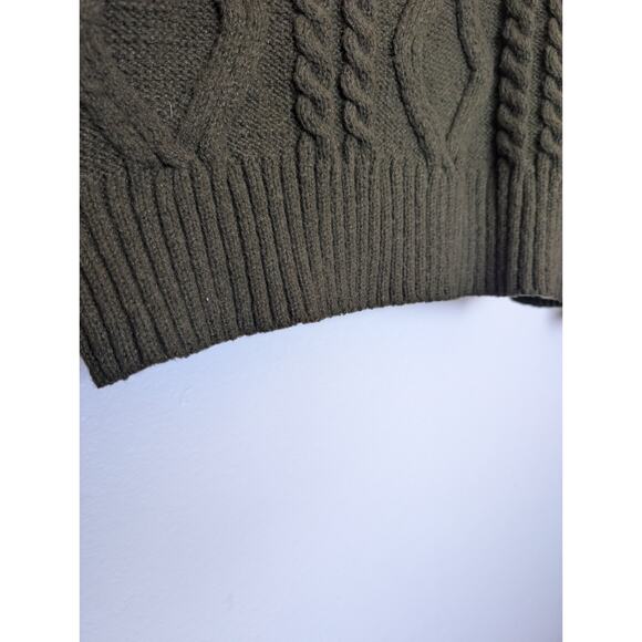 Cable Knit Olive Green Sweater. Fisherman core, Heritage, Cabincore. Zaful (XL) - Picture 5 of 9